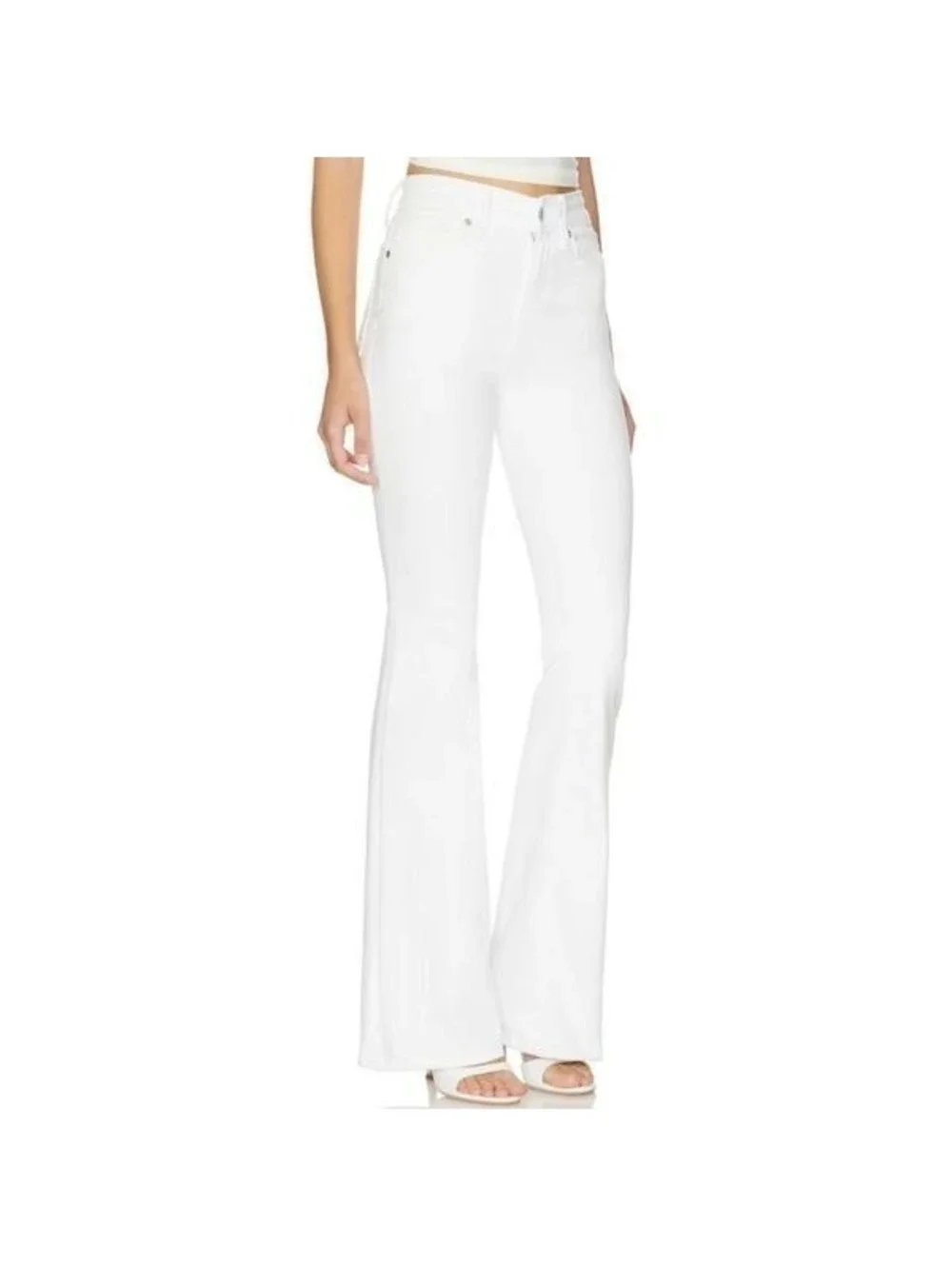 Good American White Flare Leg Jeans Sz 28